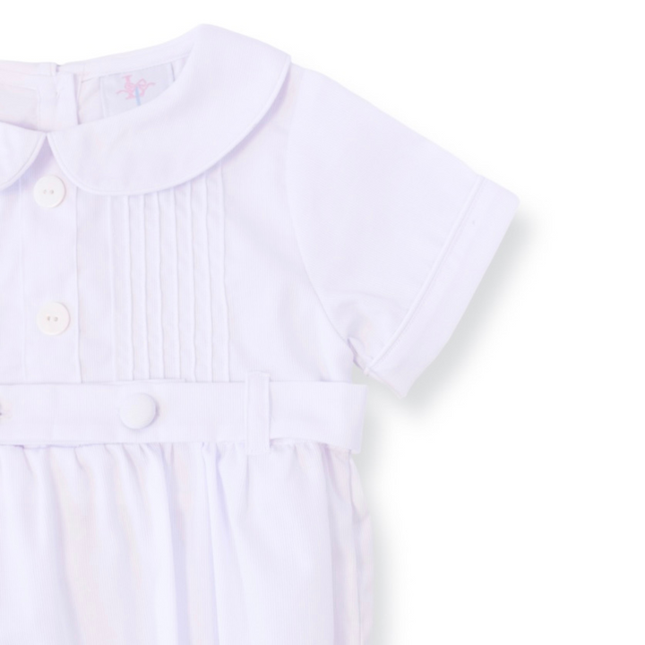 Chandler White Heirloom Smocked Boy Bubble