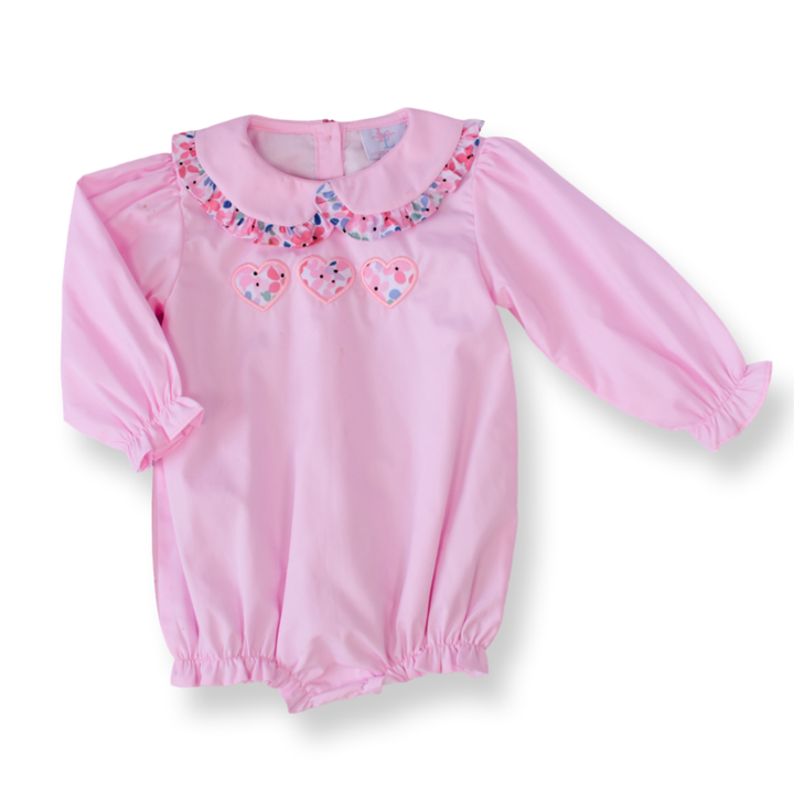 Georgina Floral Heart Applique Smocked Bubble