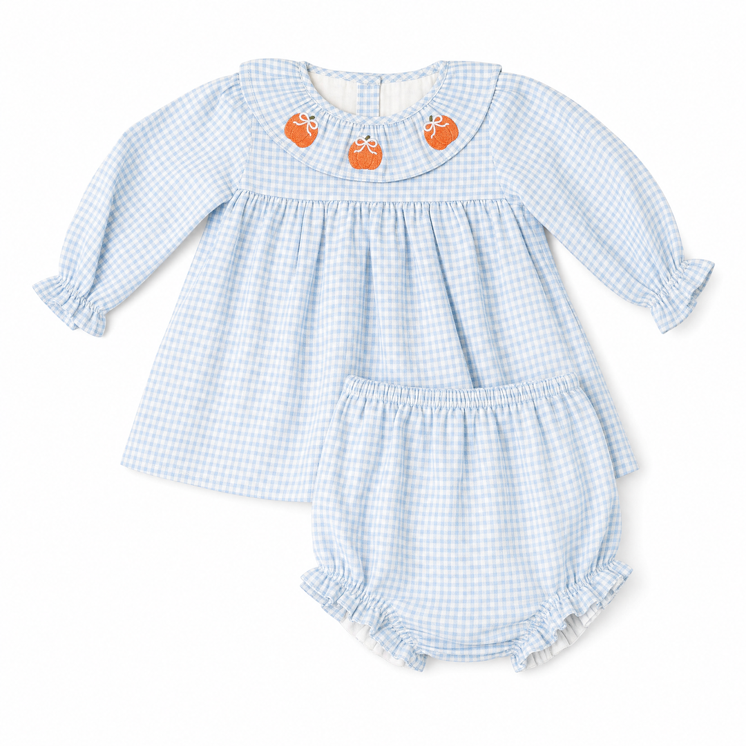 Sweet Harvest Blue Gingham Set