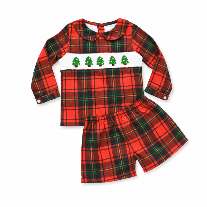 Holiday Pines Smocked Short Set