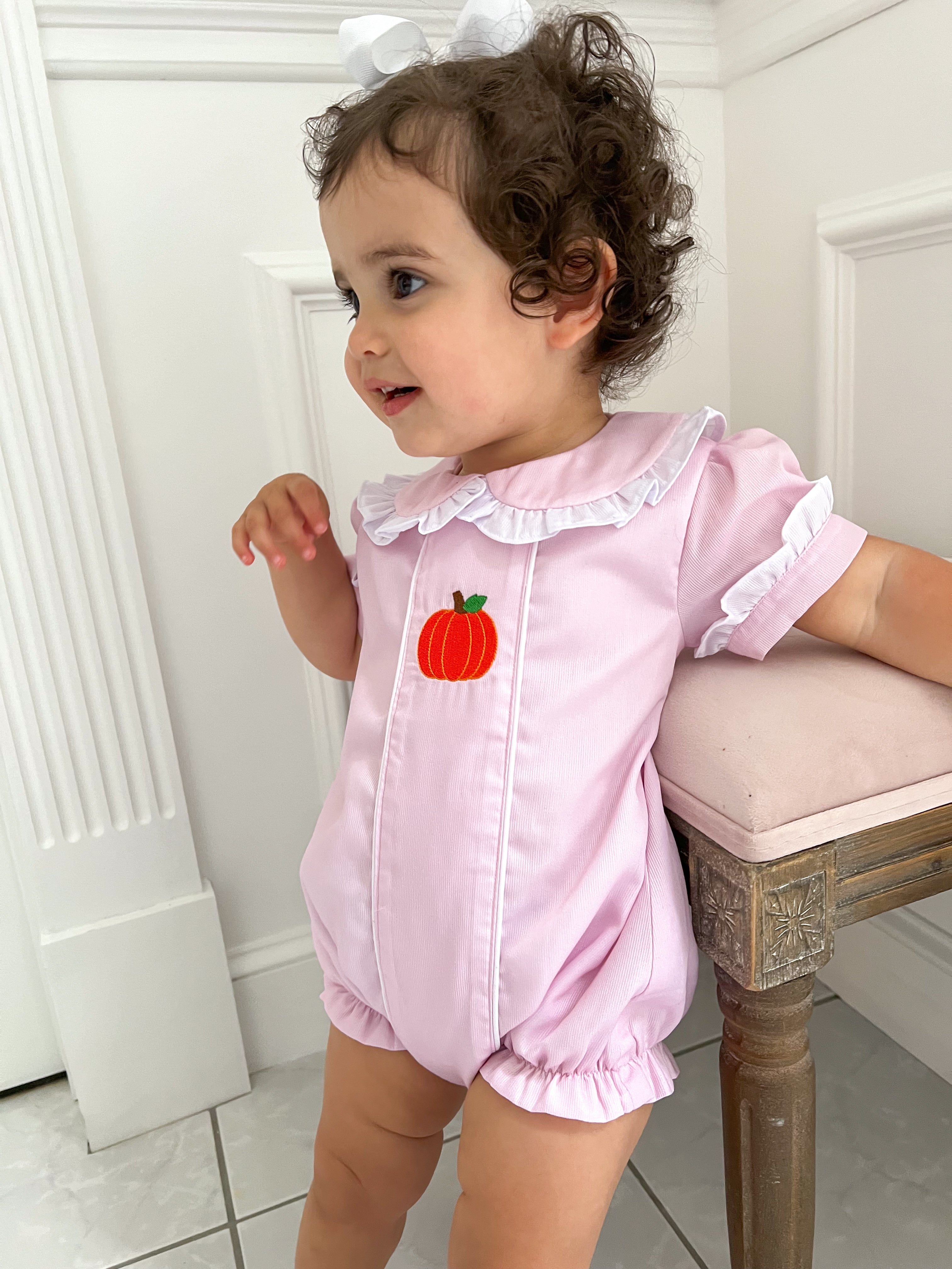 Pink Pumpkin Bubble with Ruffle Collar – Lillie & Lilah