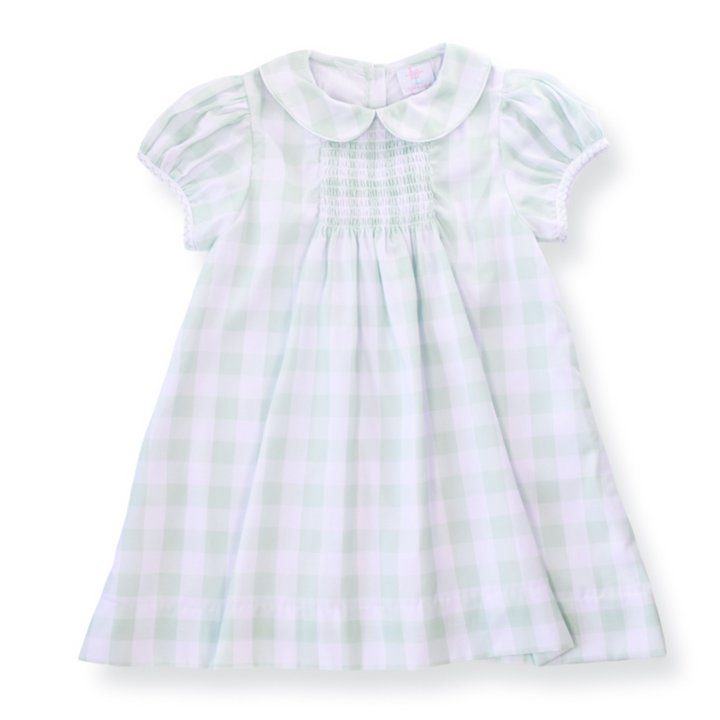 PRE-ORDER Spring Green Gingham Smocked Dress