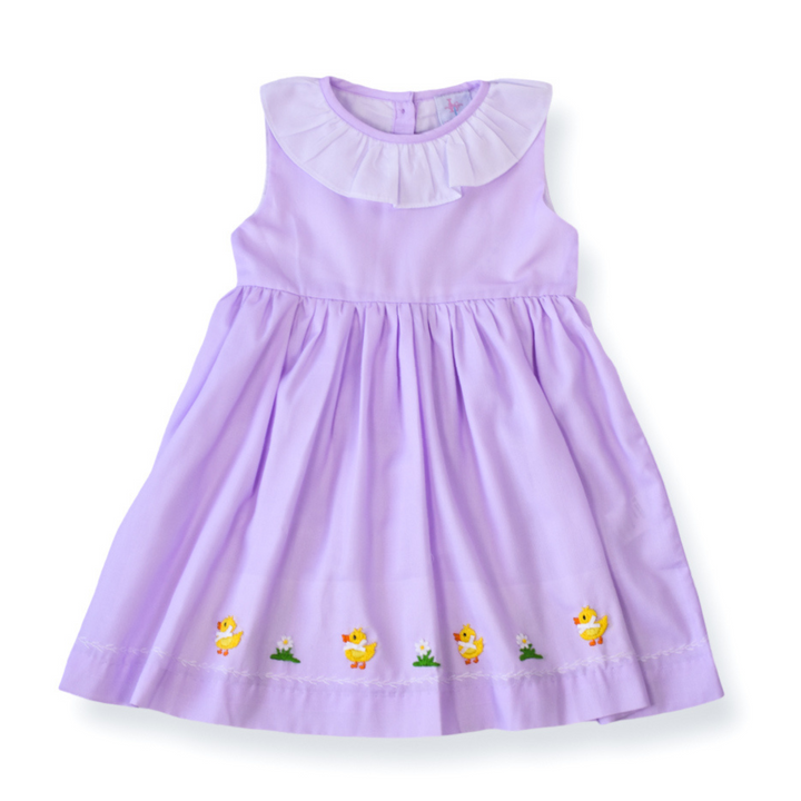 Easter Chicks Smocked Dress in Purple