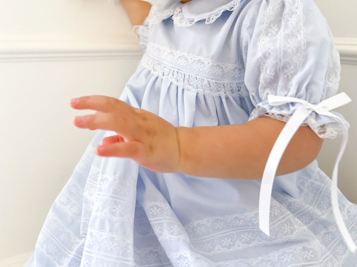 Elodie Heirloom Smocked Dress in Blue