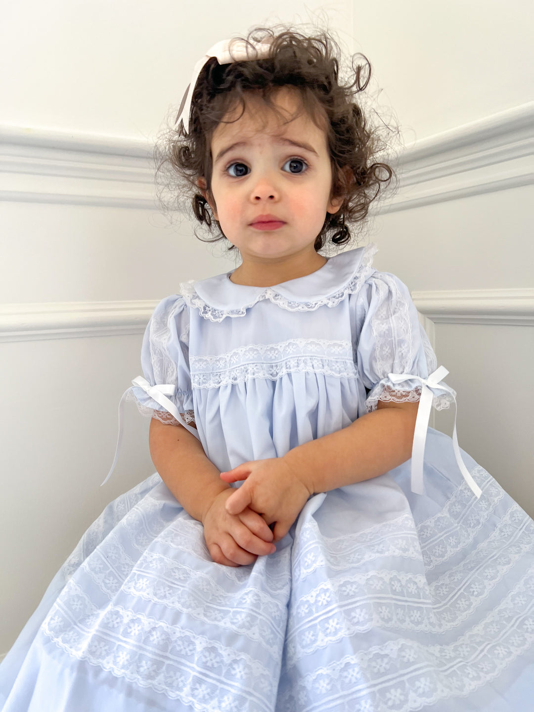 Elodie Heirloom Smocked Dress in Blue