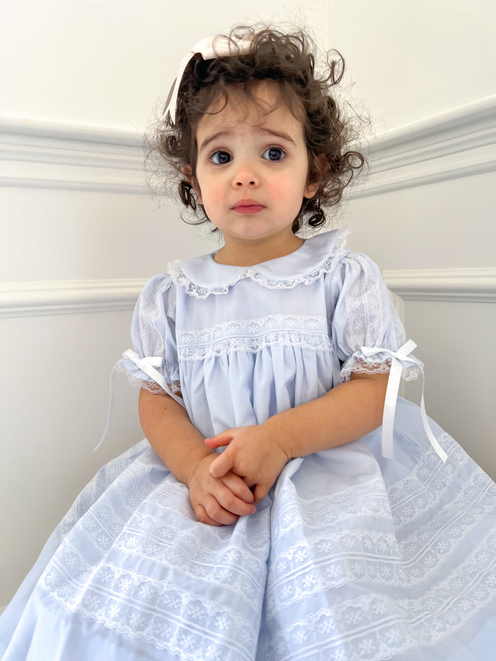 Elodie Heirloom Smocked Dress in Blue