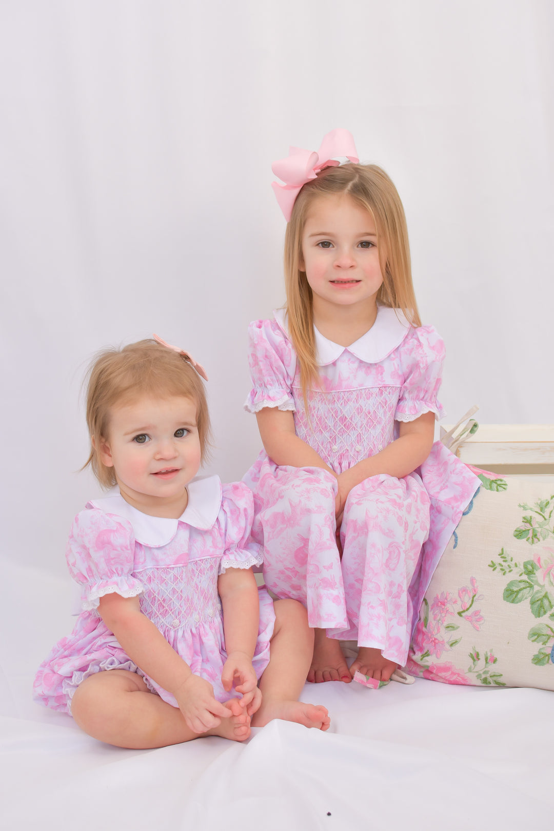 PRE-ORDER Pink Easter Bunny Toile Smocked Dress