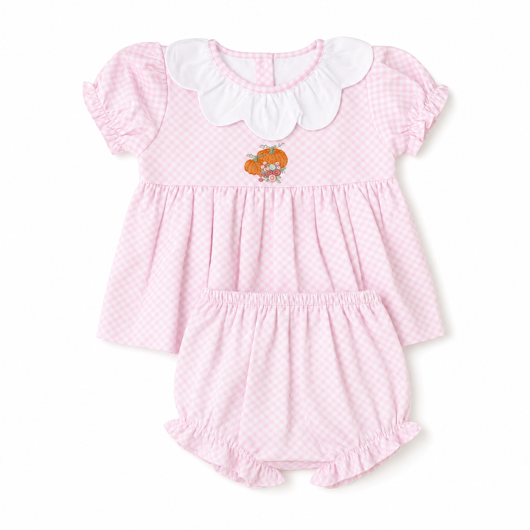 Palmer Pumpkin Pink Gingham Diaper Set
