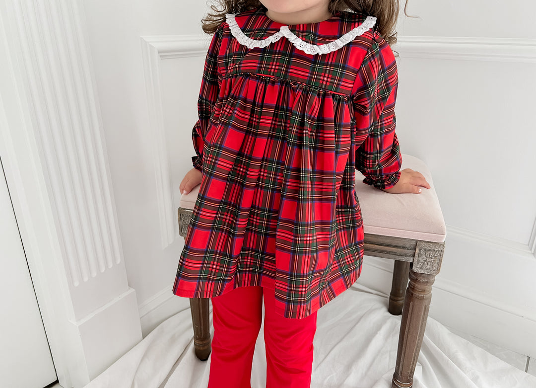 Carolyn Christmas Plaid Smocked Legging Set