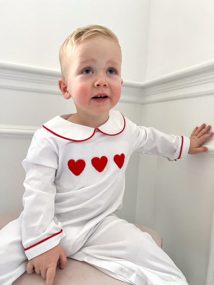 Adam French Knot Heart Boy Smocked Romper