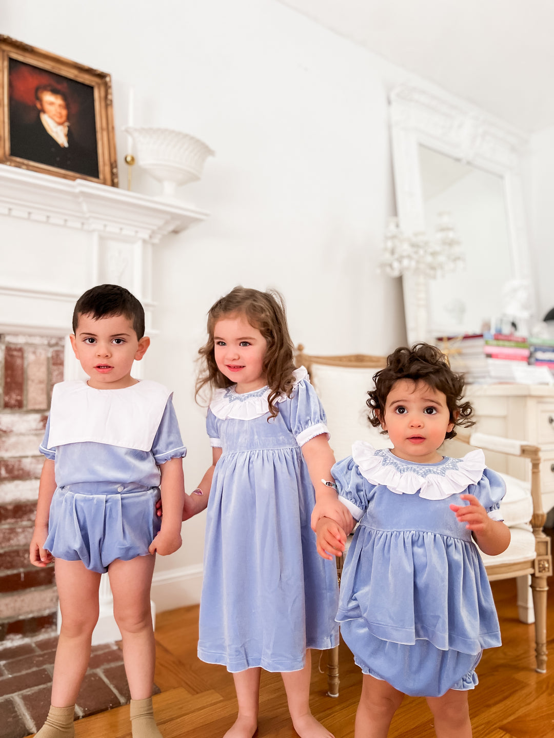 blue smocked christmas dress Nativity Christmas Smocked Bishop Dress in Light Blue