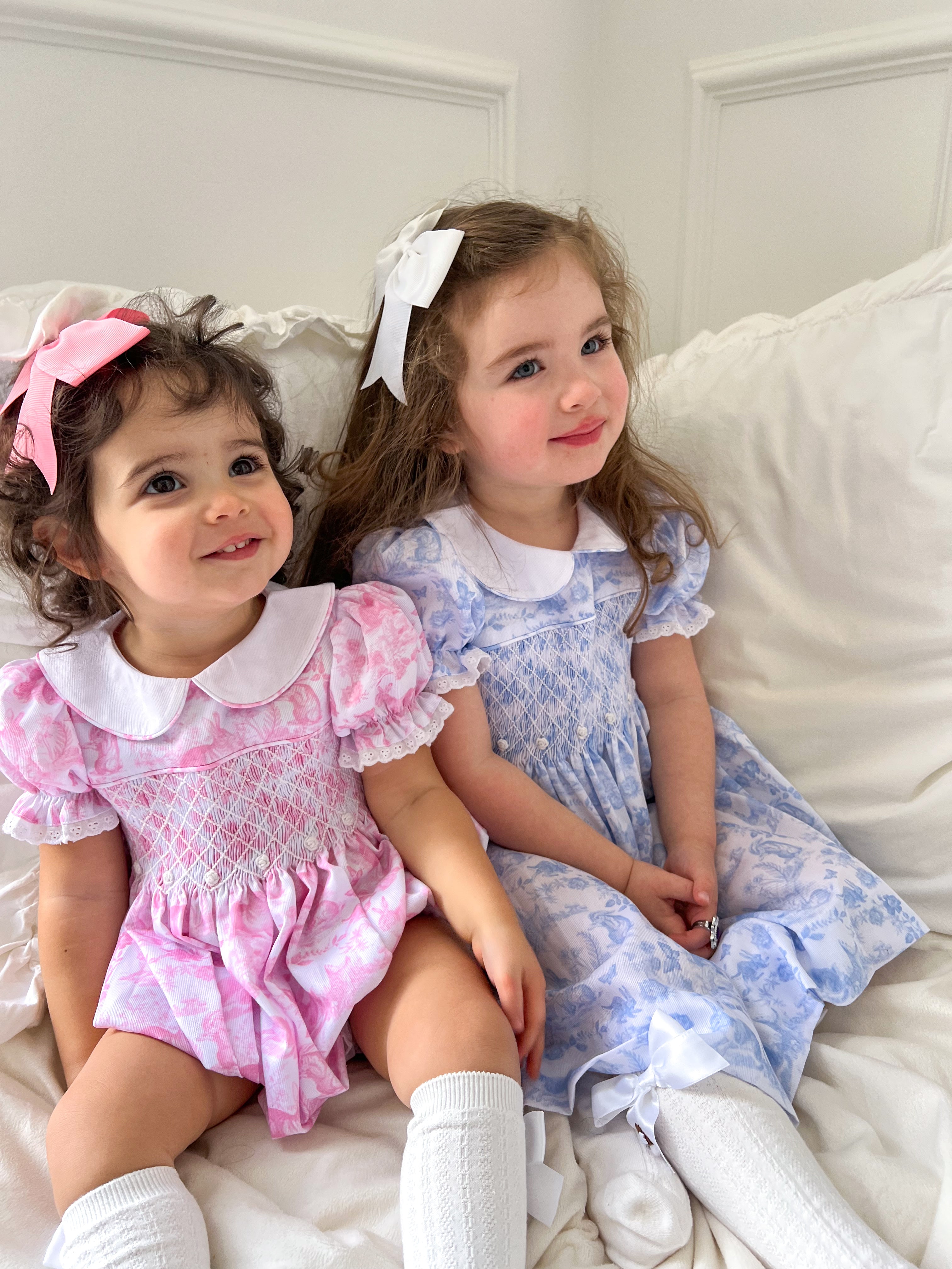Blue Easter Bunny Toile Smocked Dress – Lillie & Lilah