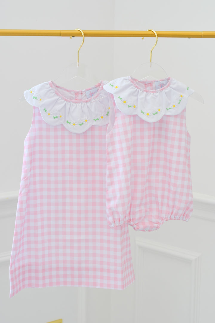 Pre-Order Darla Daisy Pink Gingham Smocked Dress