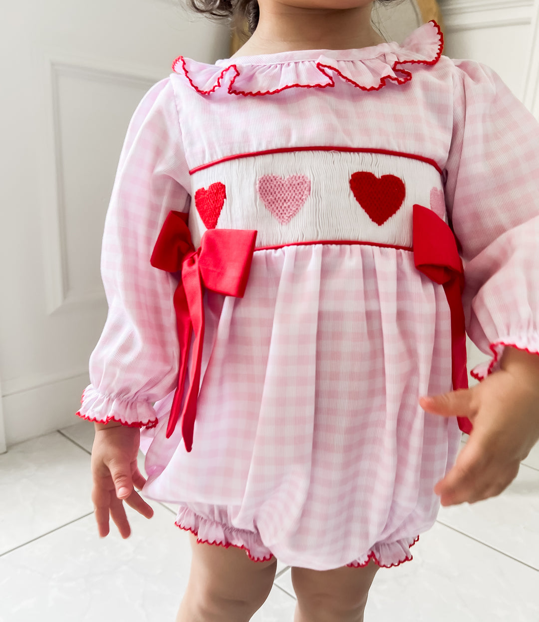 Abbey Heart Smocked Bubble