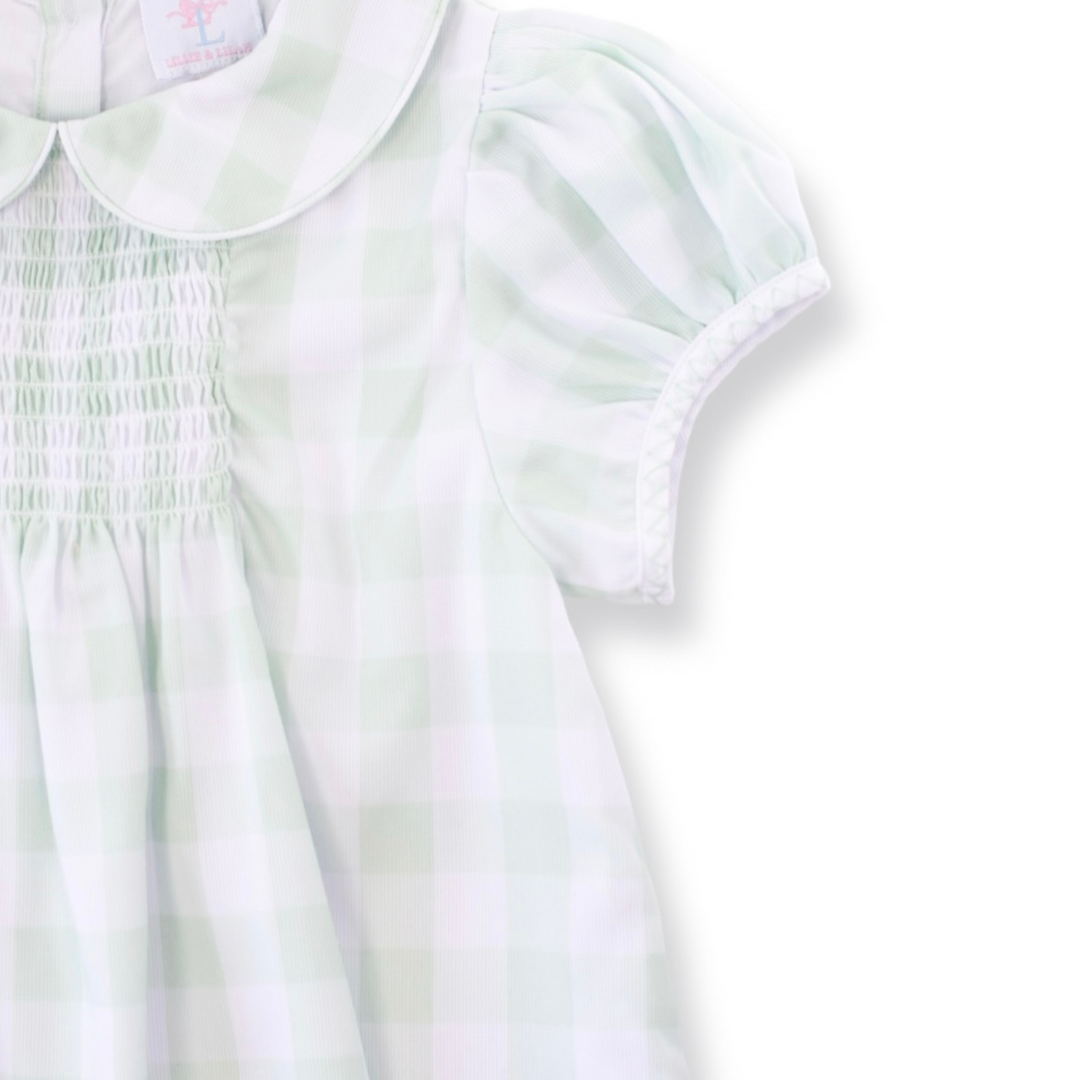 Spring Green Gingham Smocked Dress