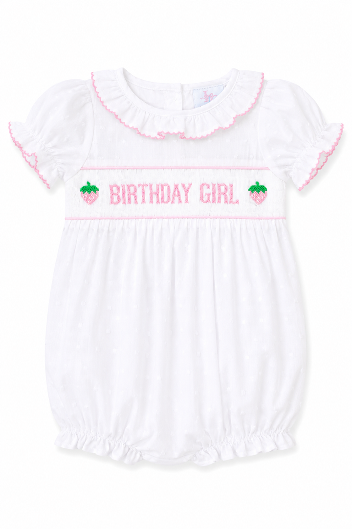 Birthday Girl Smocked Strawberry Bubble
