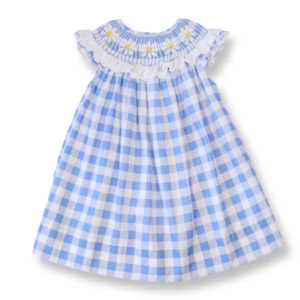 Darla Daisy Blue Gingham Smocked Dress  Lillie & Lilah