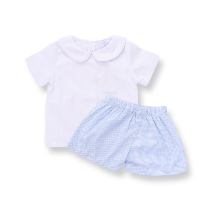 Blue Gingham Boy Short Set