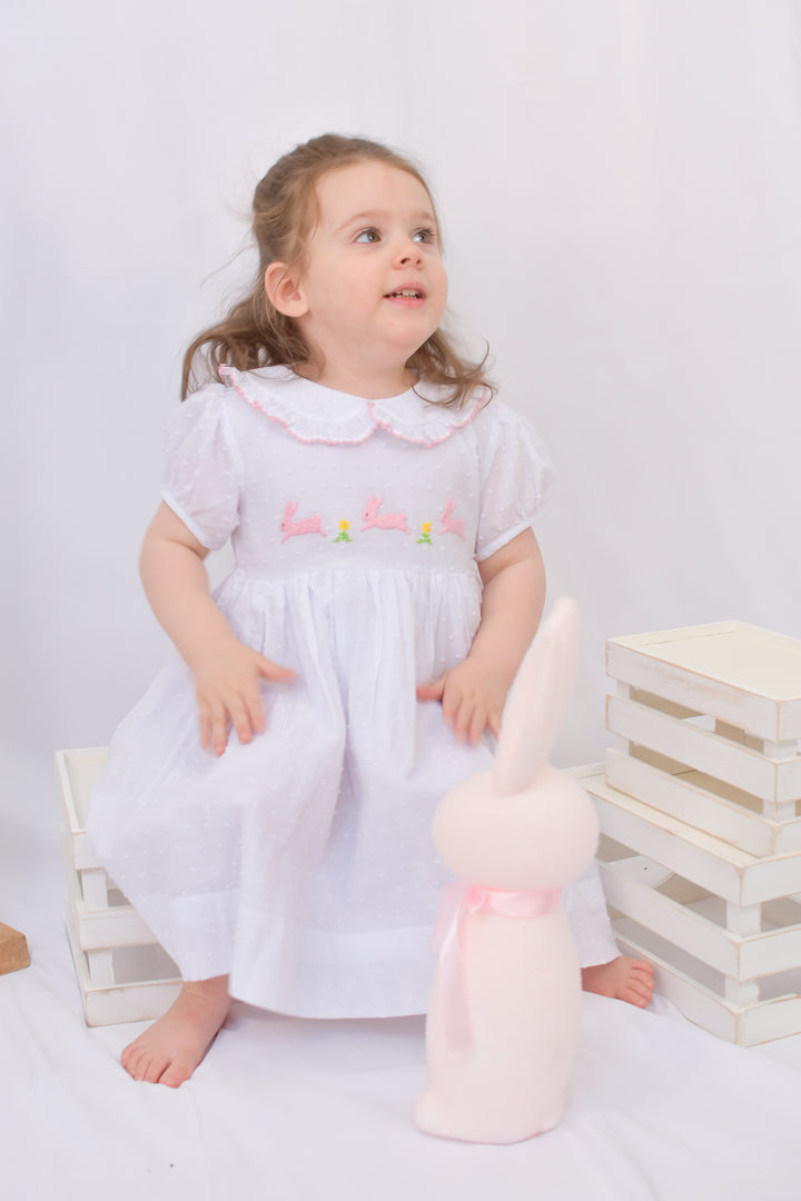 Brynn Bunny Swiss Dot Smocked Dress