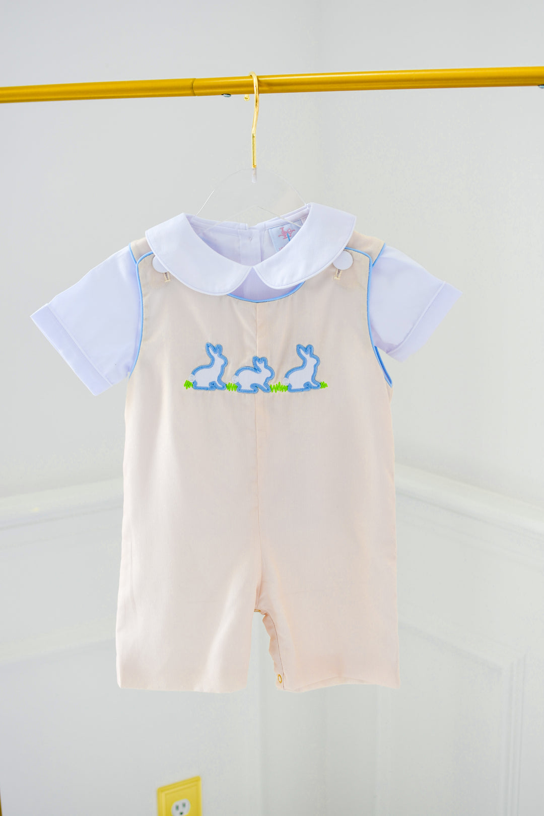 Carson Smocked Bunny Yellow Shortall