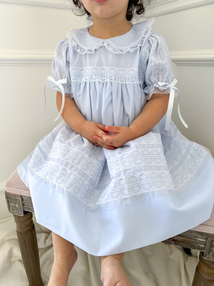 Elodie Heirloom Smocked Dress in Blue