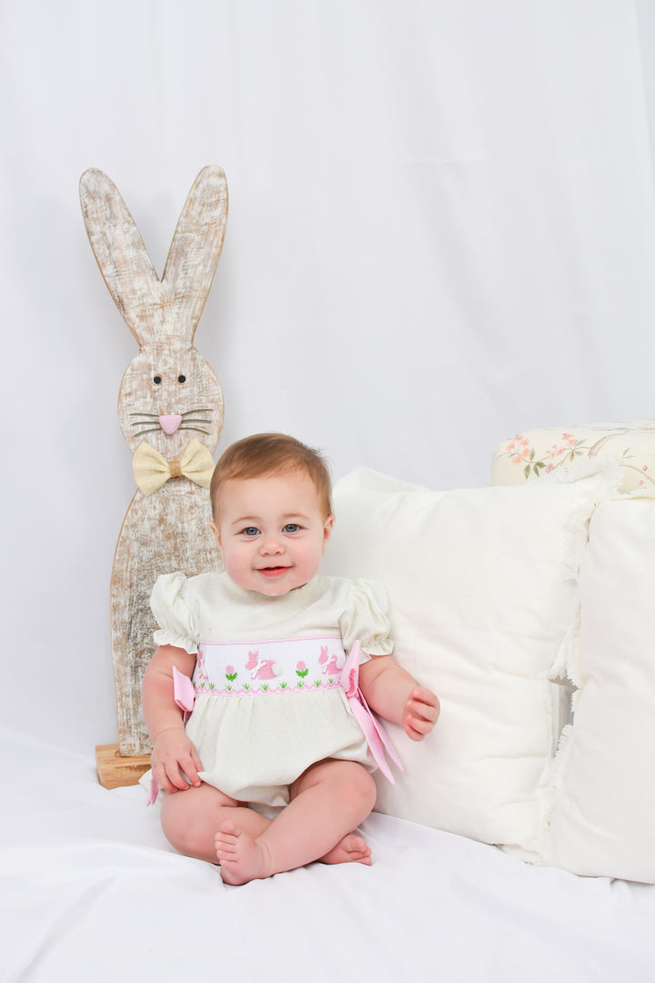 Goldie Easter Bunny Smocked Bubble