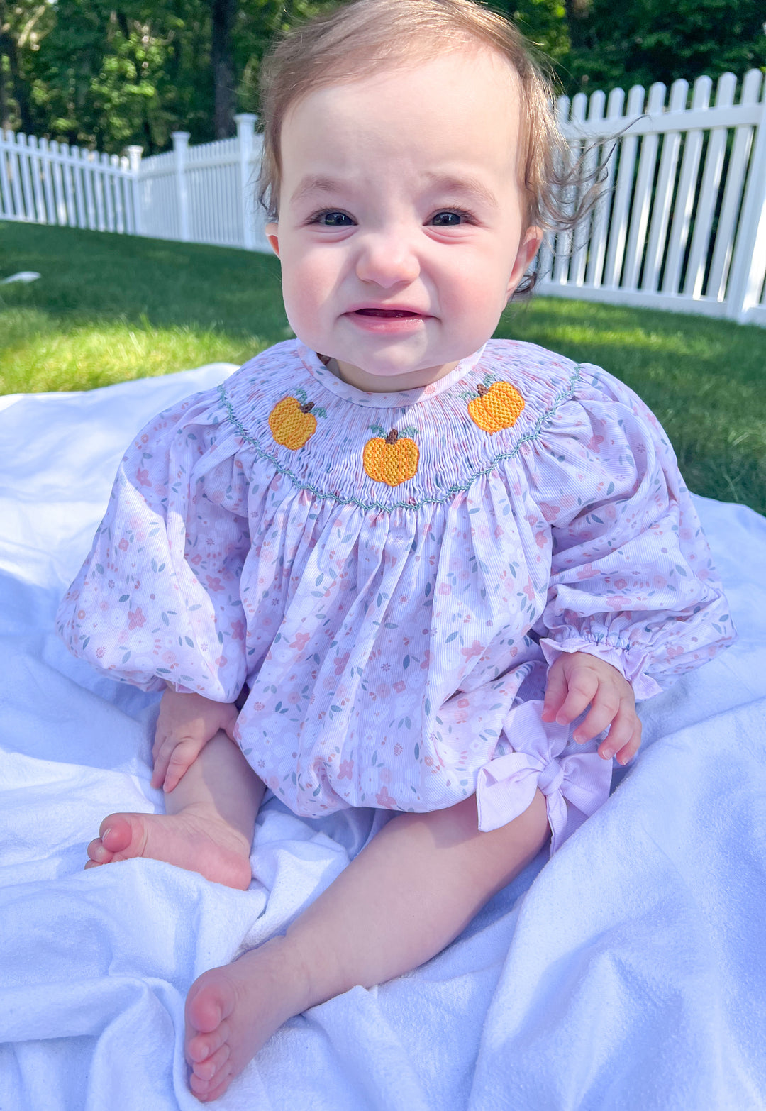 Ella Pumpkin Smocked Bubble