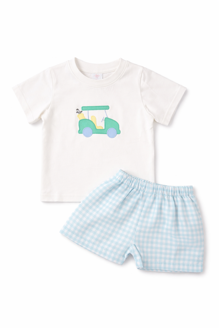 Golf Cart Gingham Short Set