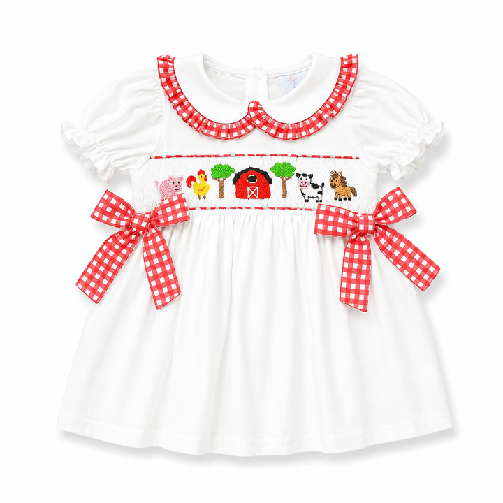Girls Red Gingham Farm Dress