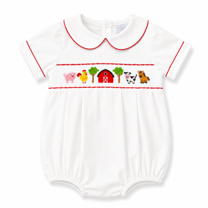 Boys Red Gingham Farm Bubble
