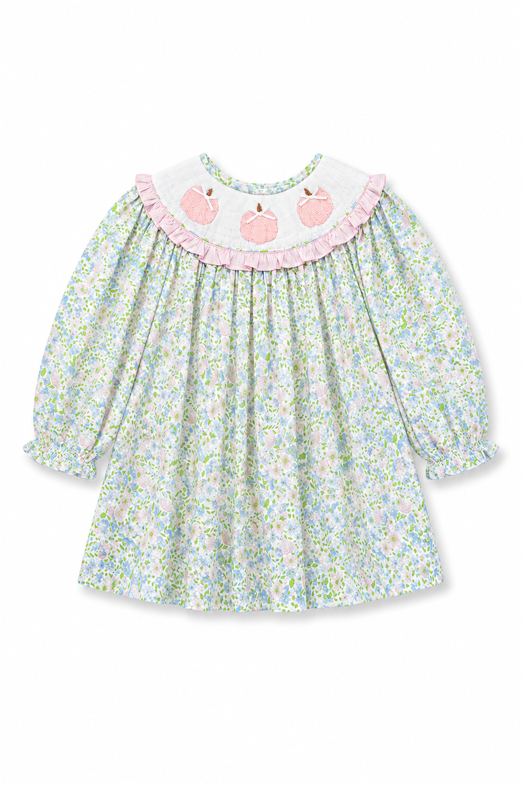Pink Floral Smocked Pumpkin Dress