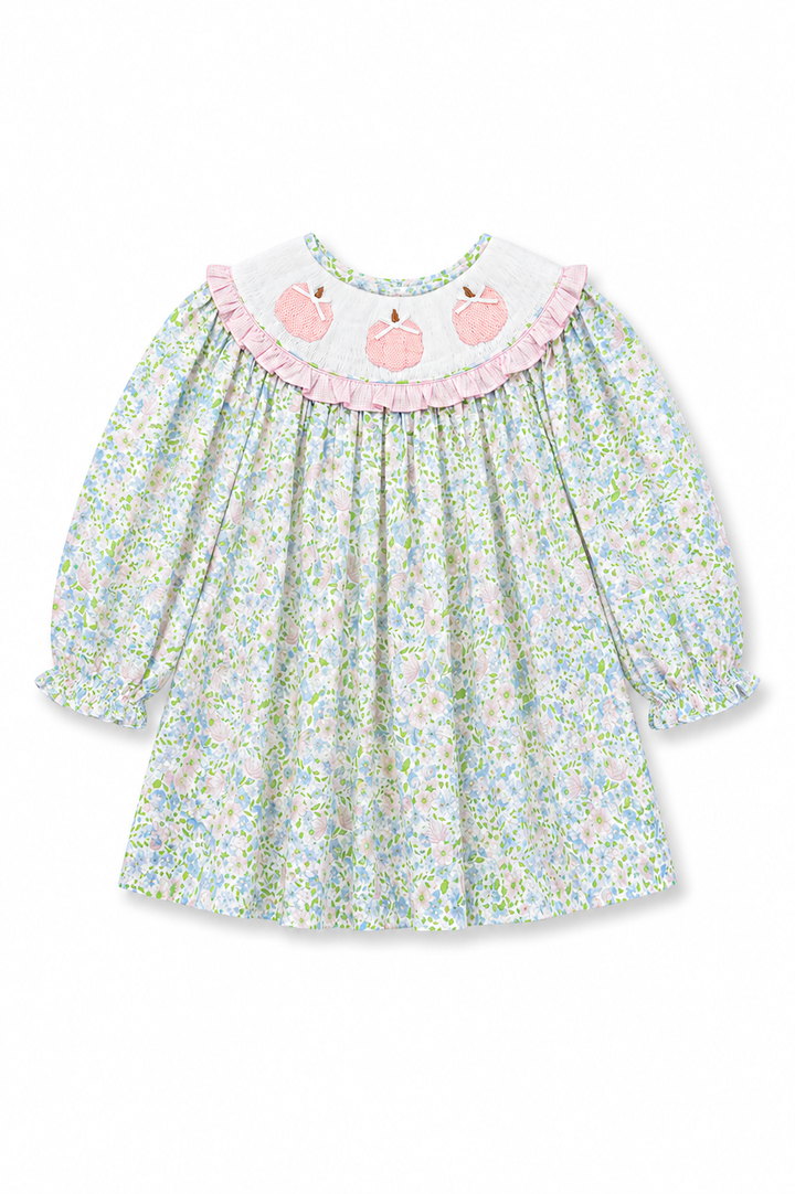 Pink Floral Smocked Pumpkin Dress