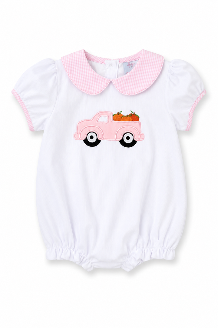 Pink Applique Pumpkin Truck Bubble