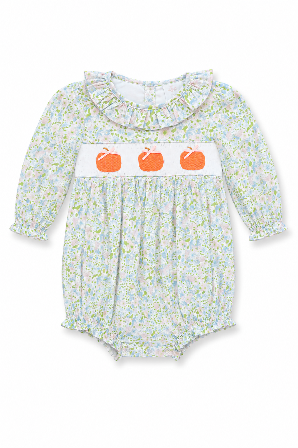 Pastel Floral Pumpkin Smocked Bubble