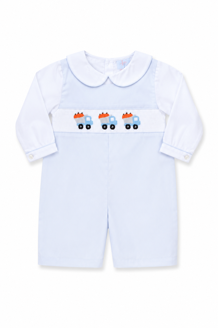 Pumpkin Truck Smocked Shortall Set