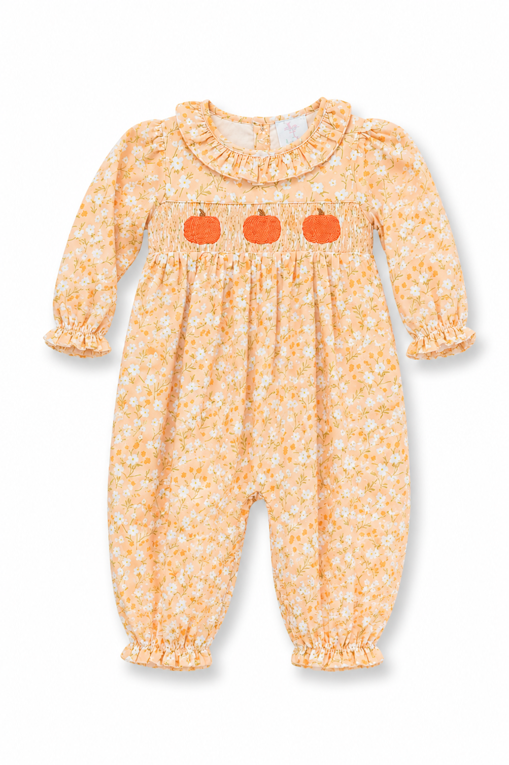 Golden Pumpkin Floral Romper