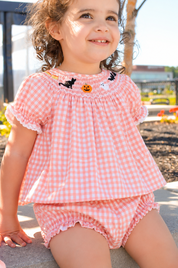 Halloween Smocked Diaper Set