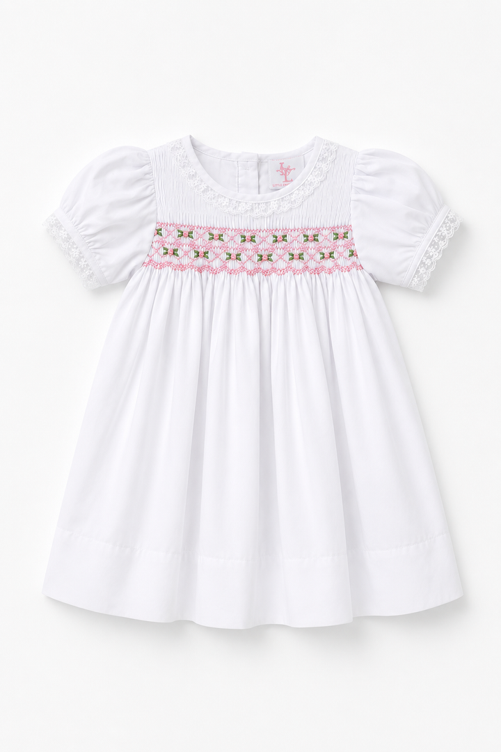 Emilia Heirloom Dress and Bonnet in White