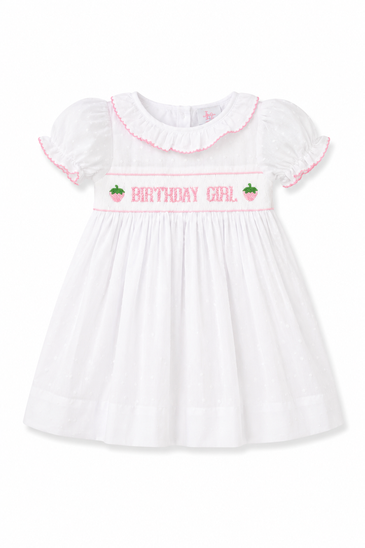Birthday Girl Smocked Strawberry Dress