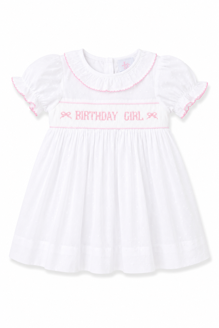 Birthday Girl Smocked Bow Dress