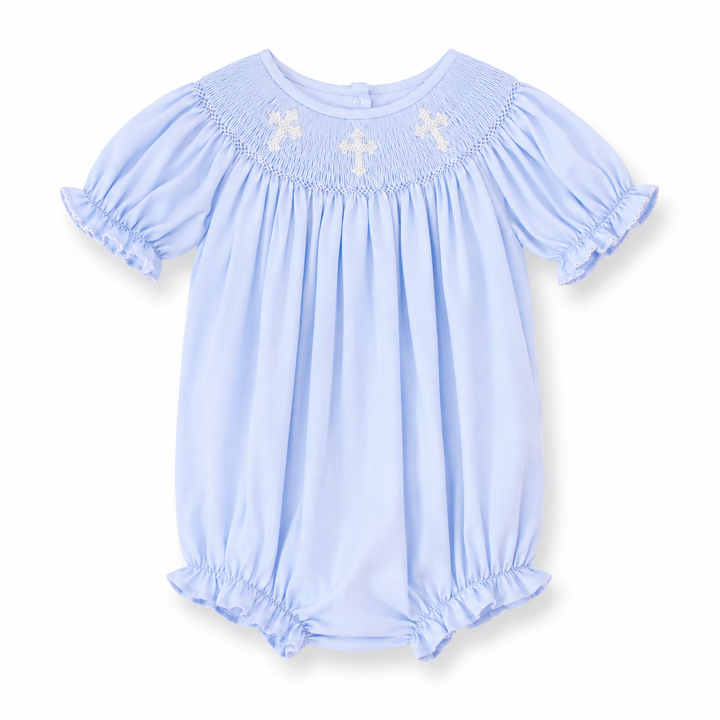 Smocked Cross Bubble in Blue