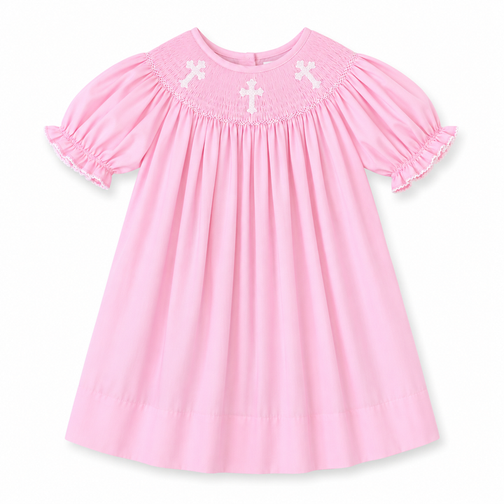 Smocked Cross Dress in Pink