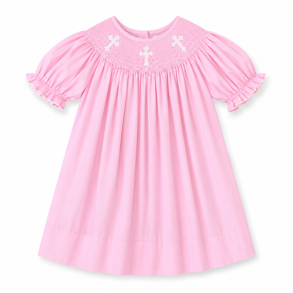 smocked cross dress in Blue Criss Cross Smocked Tiered Dress
