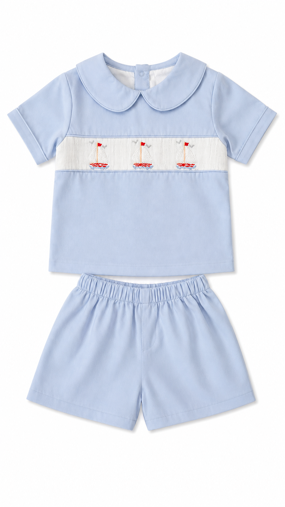 Smocked Sailboat Short Set