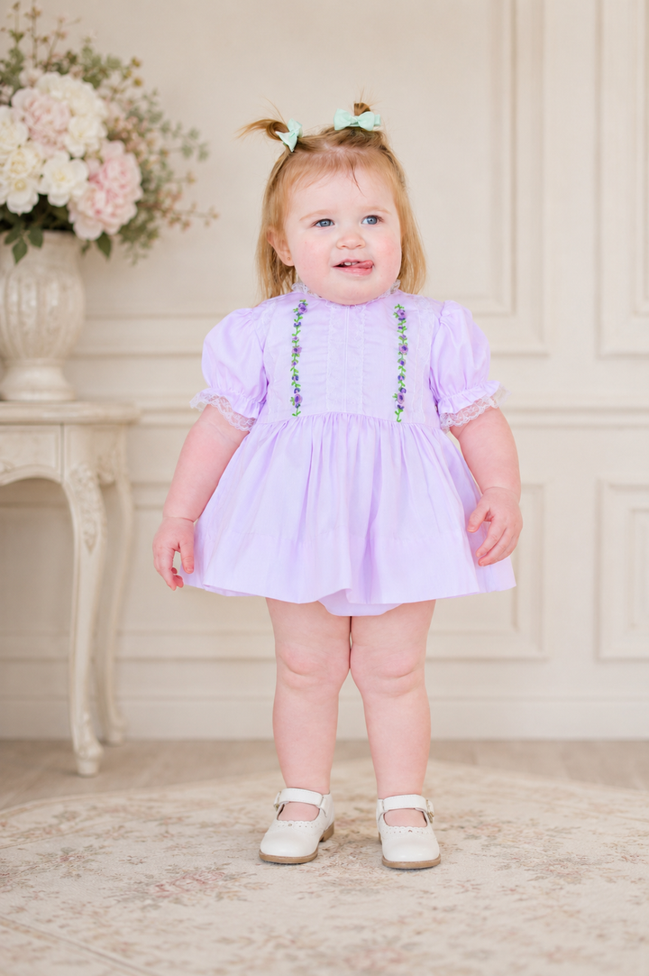 Ellison Heirloom Diaper Set in Pale Lavender