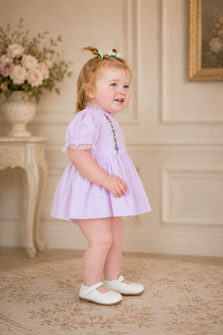 Ellison Heirloom Diaper Set in Pale Lavender