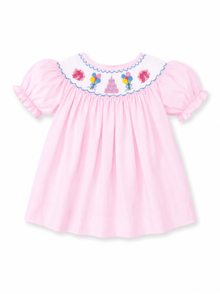 Birthday Cake Pink Smocked Dress