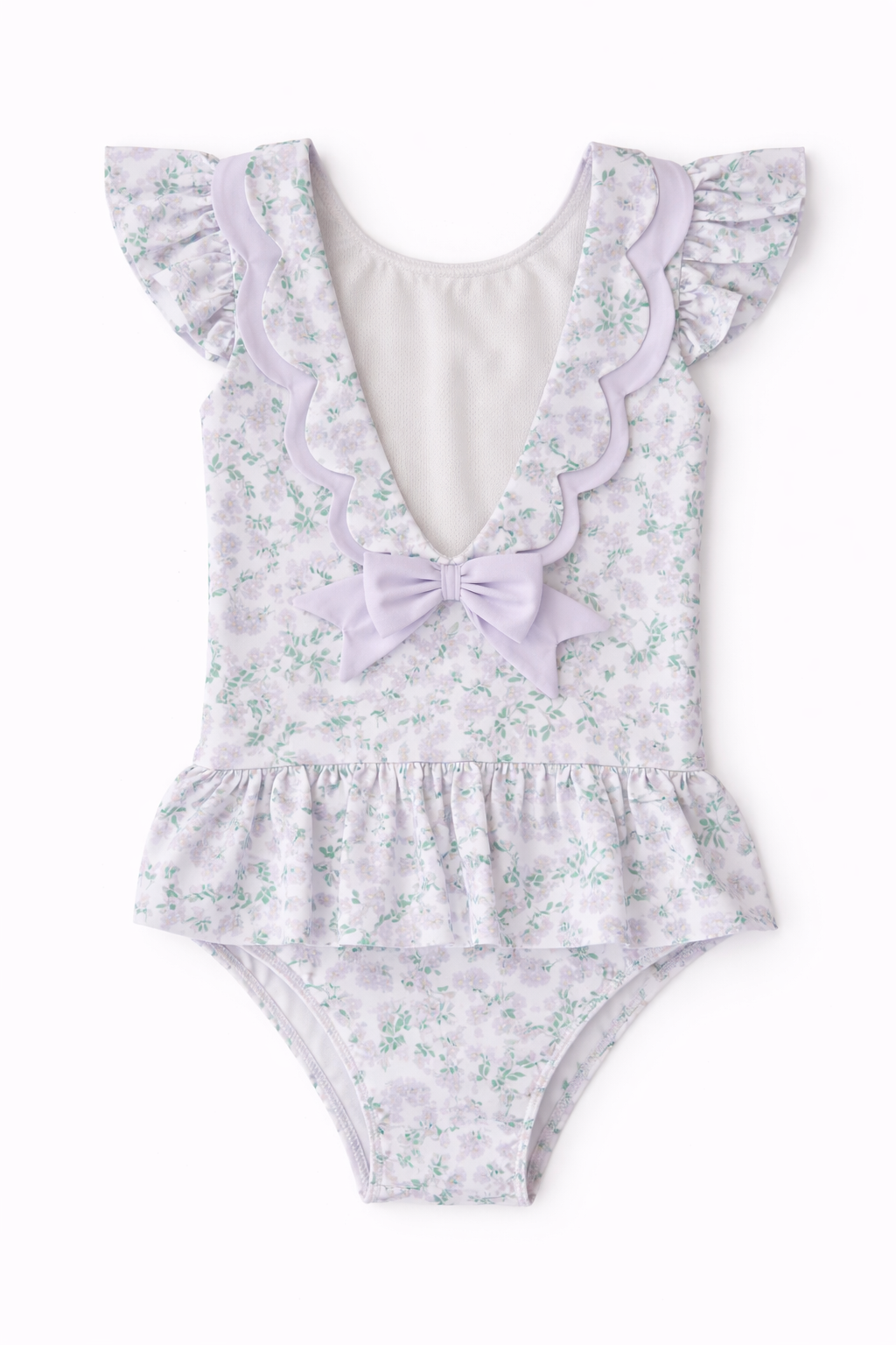 Lavender Floral Ruffle Swimsuit