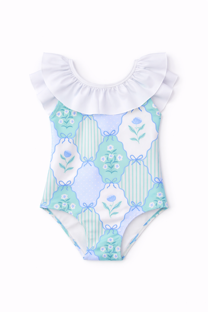 Camille Blue Garden Swimsuit