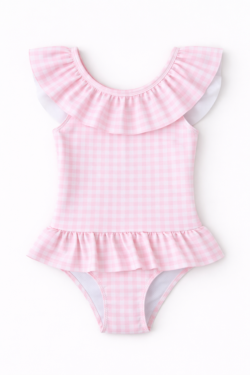 Blush Gingham Ruffle Swimsuit
